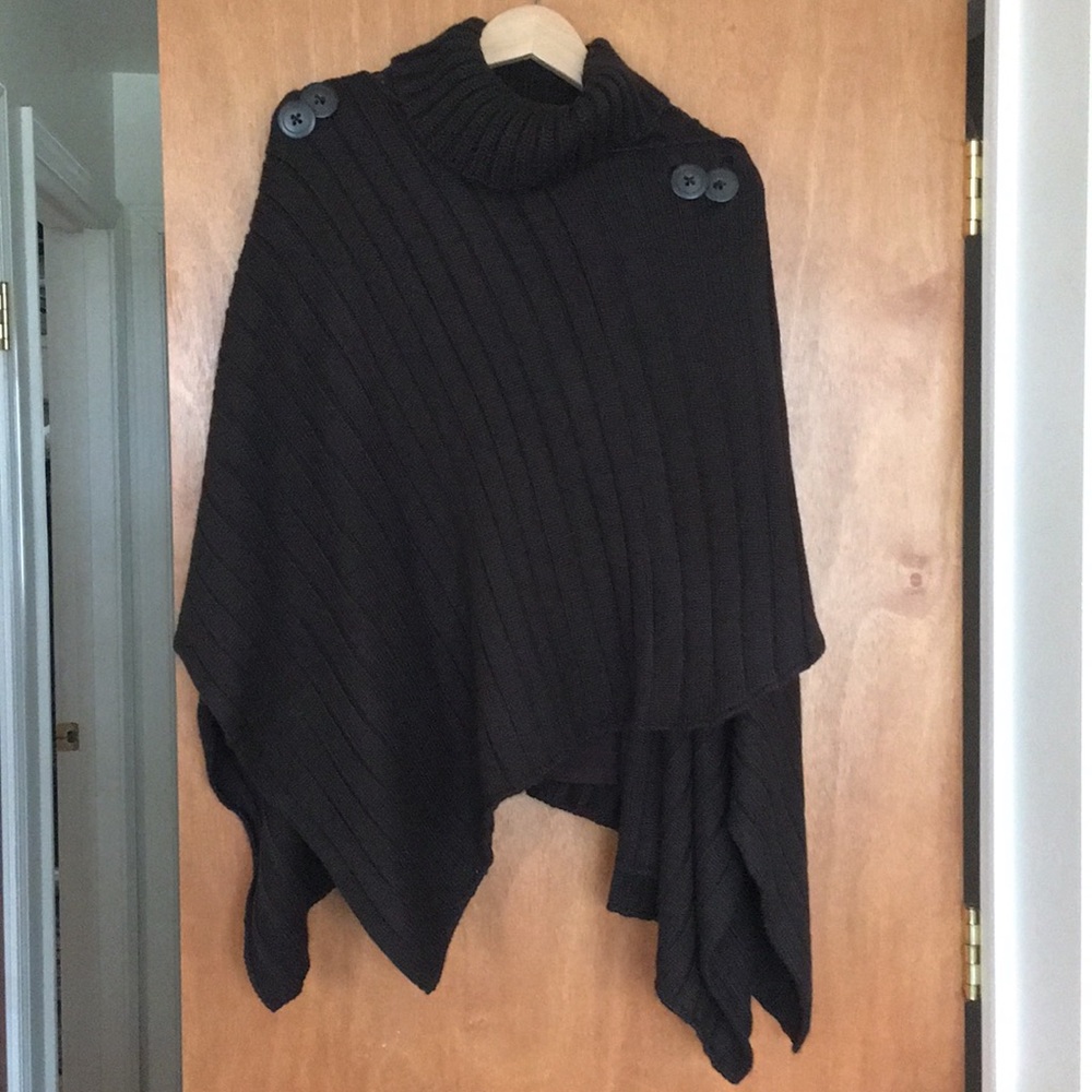 turtleneck poncho sweater